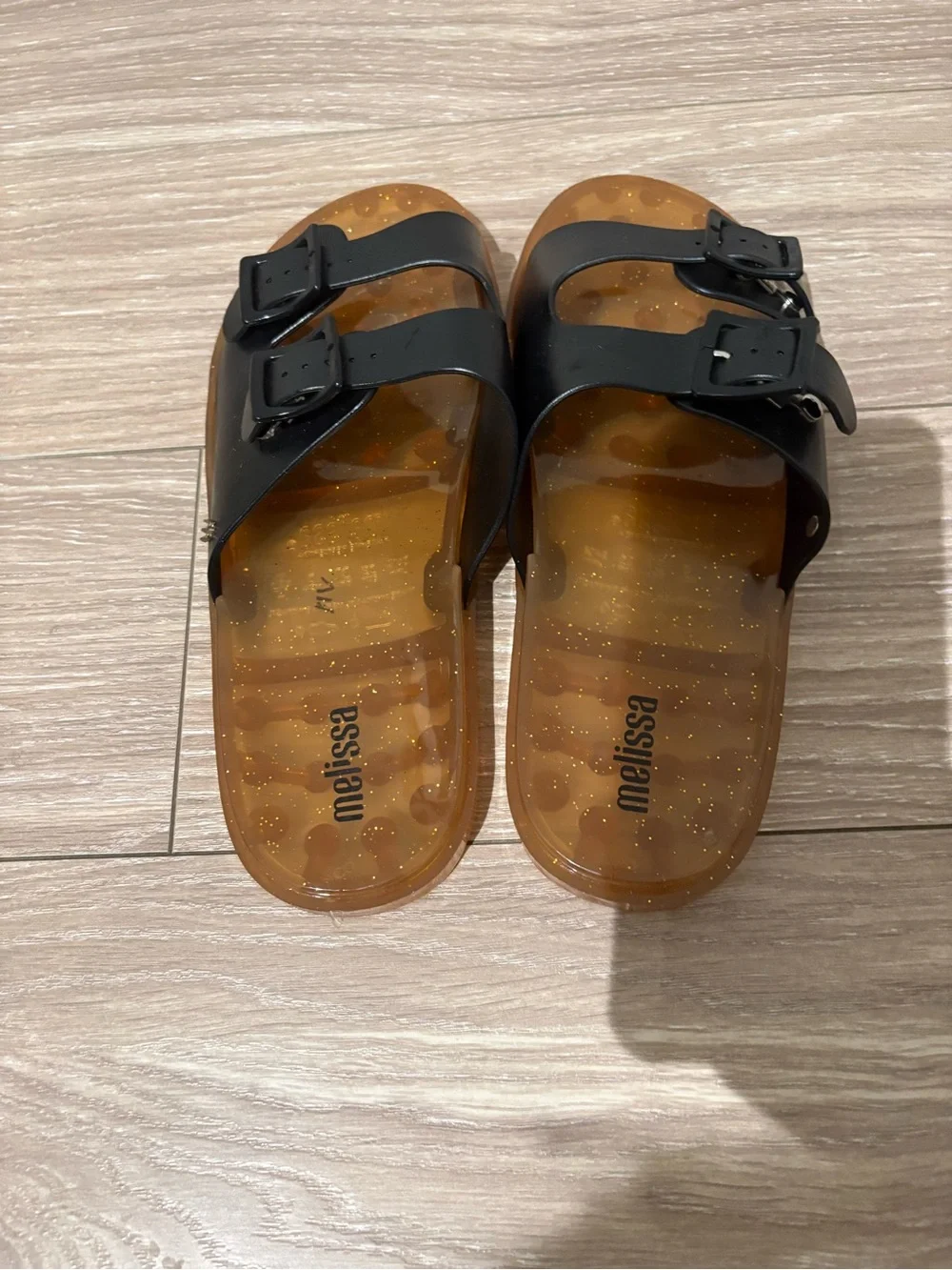 Melissa  Black Dual-Buckle Slide Sandals size 8